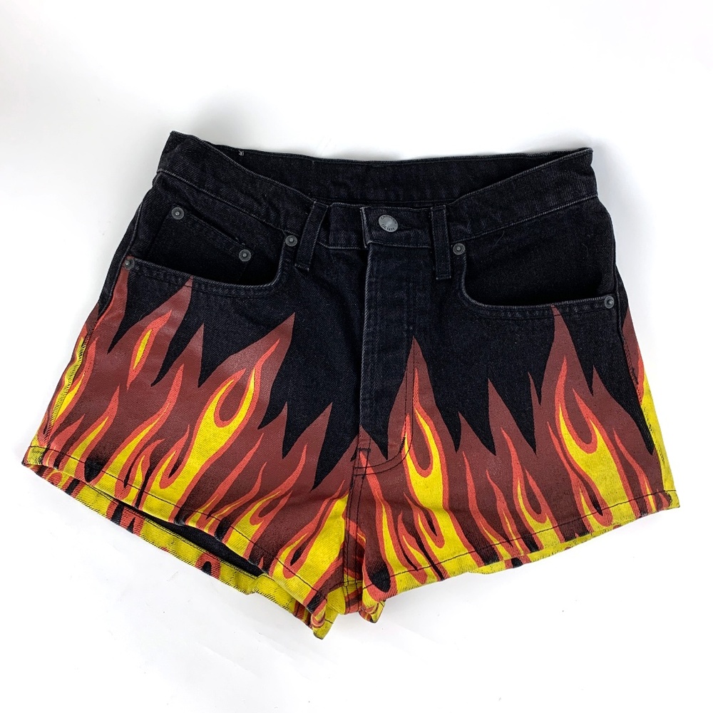 Carmar Los Angeles Vintage Morgan Flame Shorts Size 26 Jean Black Denim